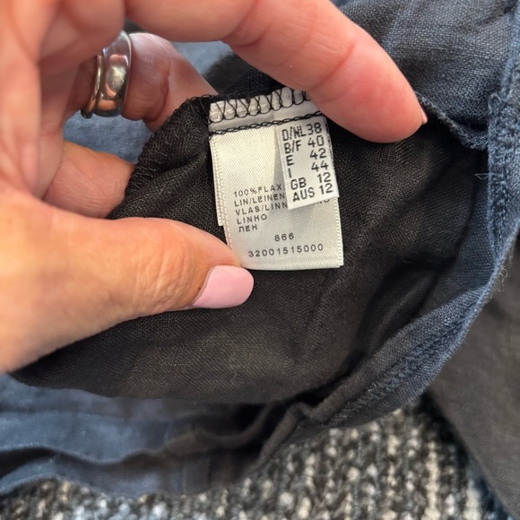 Emozioni Linen Cardigan Top Black Ruffled Tie front and wrists - Picture 13 of 14